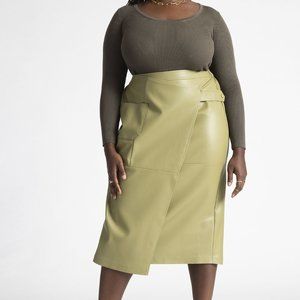 Asymmetrical Faux Leather Column Skirt